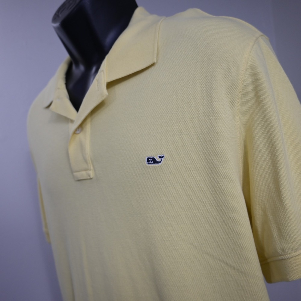 Vineyard Vines Whale Golf Polo Yellow Classic Fit Short Sleeve‎ Mens Size XL